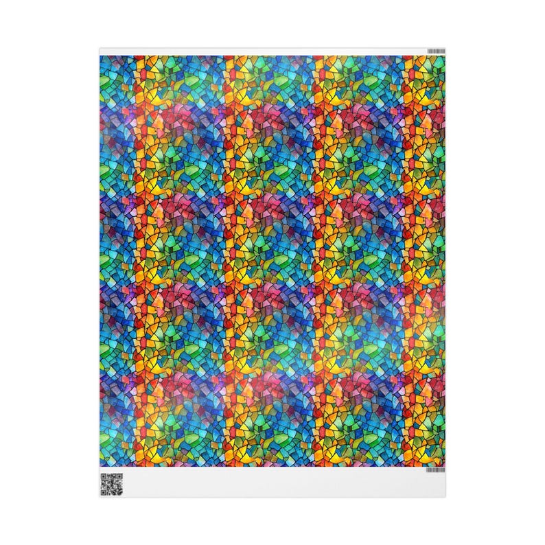 Vibrant Mosaic Wrapping Paper, Colorful Gift Wrap, Artistic Present Wrap, Stained Glass Design, Unique Gift Wrap for Any Occasion image 8