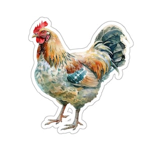 Colorful Chicken Sticker - Transparent Waterproof Vinyl Decal for Laptop Water Bottle Phone Car Bumper Wall and Window - Farm Animal Gift