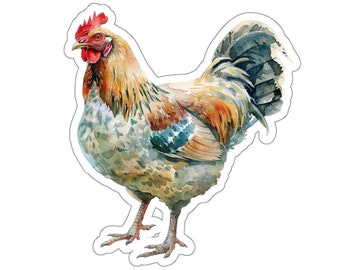 Colorful Chicken Sticker – Waterproof Vinyl Decal, Farm Animal Gift