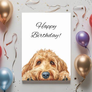 Peeking Goldendoodle グリーティングカード 10 枚パック、ハッピーバースデー パーソナライズ 犬好きギフト、クリスマスポストカードバンドル、封筒付き