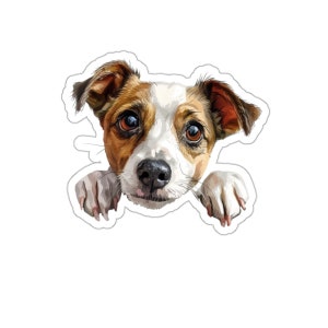 Jack Russel Terrier Sticker, Peeking Dog Waterproof Vinyl Sticker For Laptop Water Bottle Phone Wall Car Window Decal Gift