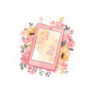 Bloemen tabletstickers, aquarel technische sticker, schattige laptopstickers, cadeaus voor haar, esthetische stickers, plannerstickers