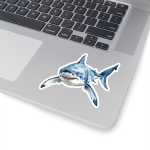 Scary Great White Shark Sticker, Cool Waterproof Vinyl Decal for Laptop Water Bottle Phone Car Wall Window, Ocean Animal Shark Lover Gift image 3