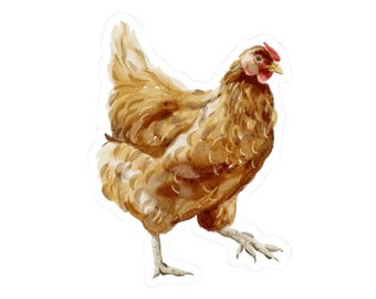 Cute Chicken Sticker, Vinyl Chicken Decal, Glossy Waterproof Sticker, Chicken Laptop Sticker, Hen Water Bottle Decal, Animal Art
