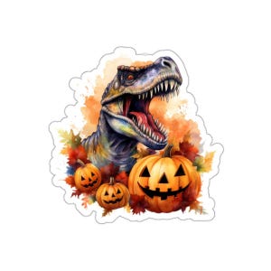 Pegatinas de dinosaurio para Halloween, calabaza Trex, pegatinas bonitas, pegatinas geniales para portátil, regalo divertido para amantes de los dinosaurios, decoración de Halloween
