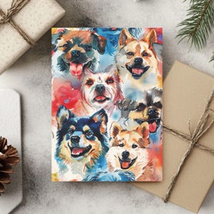 Jolies cartes de voeux aquarelles pour chien, lot de 10 cartes de voeux avec enveloppes pour Noël ou un anniversaire, parfaites pour les amoureux des chiens