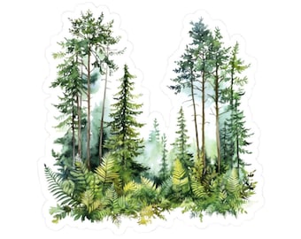 Watercolor Forest Stickers, Nature Stickers, Aesthetic Stickers, Gift for Nature Lover, Laptop Stickers, Water Bottle Stickers