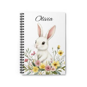 Journal de lapin, carnet personnalisé, cadeau floral lapin, décoration printanière, journal d&#39;art aquarelle, cadeau de Pâques personnalisé, panier de Pâques, agenda