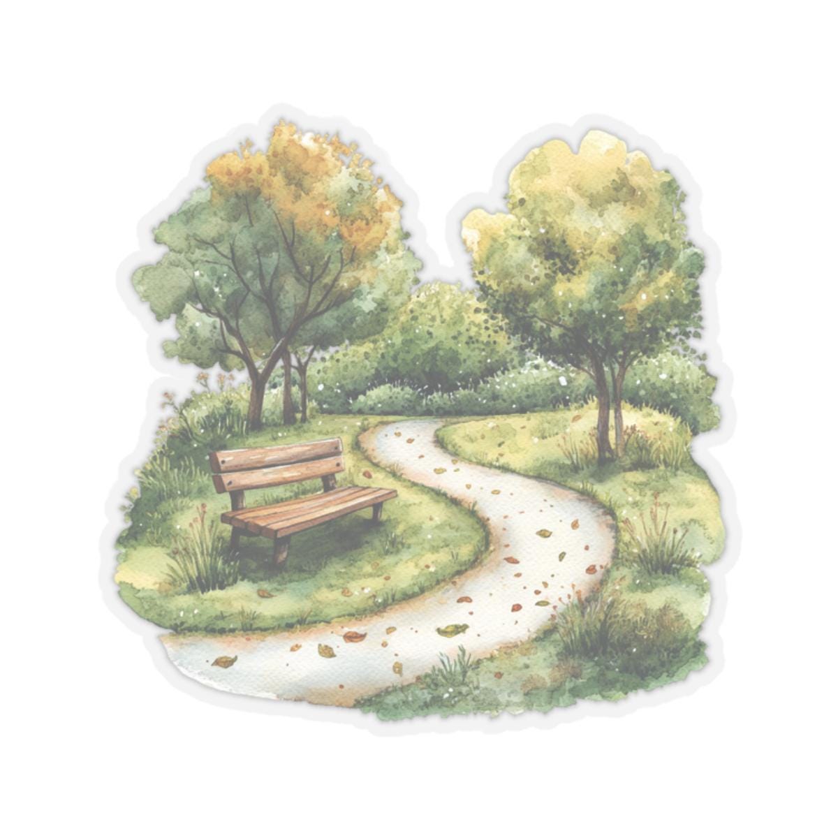 Park Bench Sticker, Watercolor Landscape Sticker, Nature Lover Gift ...