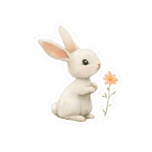 Bunny Stickers, Cute Rabbit Decal, Watercolor Art, Easter Gift, Kawaii Stickers, Laptop Decals, Water Bottle Sticker