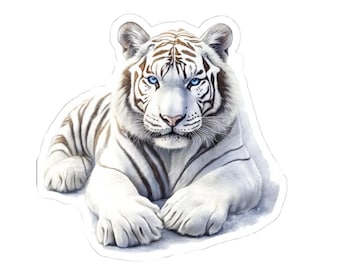 Stickers witte tijger, sticker Bengaalse tijger, dierenstickers, laptopstickers, cadeau voor dierenliefhebbers, coole stickers, leuke stickers