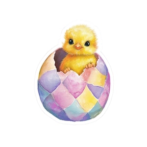 Cute Chick Hatching Sticker, Colorful Easter Egg Sticker, Baby Chick Decal, Adorable Spring Sticker, Perfect for Laptops