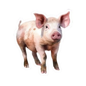 Cute Pig Vinyl Sticker, Water-Resistant Farm Animal Decal for Laptops, Water Bottles, Journals, Perfect Farm Gift