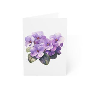 Cartões de felicitações com flores roxas, pacote com 10 ou cartão dobrado individualmente com envelope, interior em branco, conjunto de papelaria para presente com cartão postal em aquarela