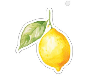 Lemon Vinyl Sticker Decal, Cute Lemon Stickers, Watercolor Fruit Decal, Lemon Laptop Sticker, Water Bottle Sticker, Lemon Decor