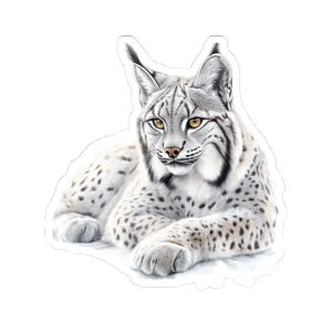 Lynx vinyl sticker, glossy waterproof lynx decal, watercolor wild cat sticker, perfect for water bottles or laptops