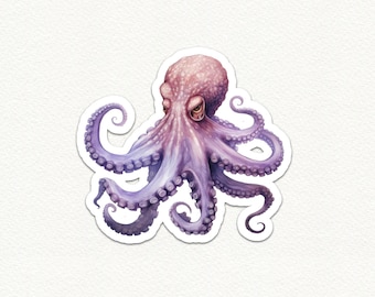 Adesivo de polvo fofo, decalque de vinil aquarela, adesivo de vida marinha brilhante à prova d'água, adesivo engraçado para laptop, arte de criatura marinha