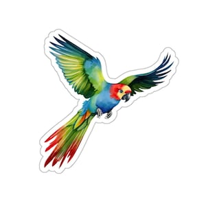 Watercolor Parrot Stickers, Tropical Bird Lover Gift, Cute Stickers, Laptop Decal, Water Bottle Sticker, Funny Sticker