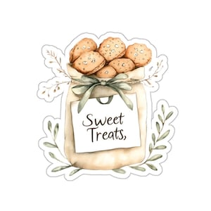 Sticker snoepjes, sticker schattig koekje, sticker gebakken goederen, cadeau voor bakker, aquarelstijl, sticker voor fijnproevers, laptopstickers, bakken