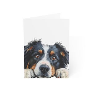 Cartões de felicitações do pastor australiano, pacote com 10 ou cartão dobrado individualmente com envelope, conjunto de papelaria para presente com cartão postal de cão espiando em aquarela