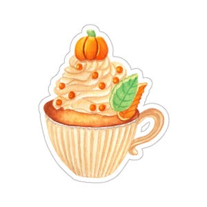 Pumpkin Spice Cupcake Sticker, Watercolor Art, Autumn Stickers, Cute Fall Stickers, Planner Stickers, Laptop Decal, Gift for Bakers