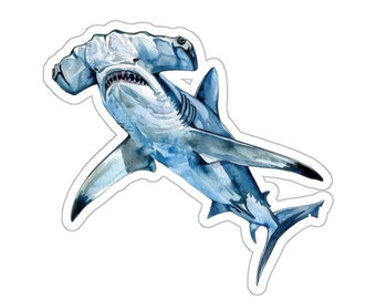 Hammerhead Shark Vinyl Sticker - Laptop Water Bottle Phone Car Wall Window Decal - Waterproof  Transparent - Small Gift