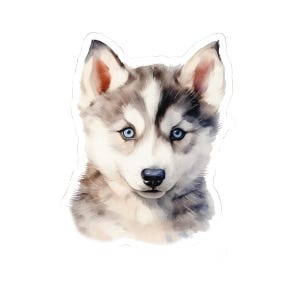 Husky Stickers, Watercolor Dog Sticker, Cute Puppy Decal, Dog Lover Gift, Laptop Decals, Water Bottle Stickers, Gift for Her