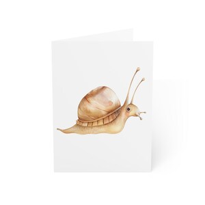 Jolies cartes de voeux escargots, lot de 10 ou une carte pliée avec enveloppe, vierges à l'intérieur, coffret cadeau papeterie carte postale aquarelle