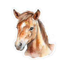 Horse Sticker, Brown Horse Head Vinyl Sticker, Cute Horse Art, Animal Sticker, Horse Decal for Laptop, Horse Lover Gift, Equestrian Art