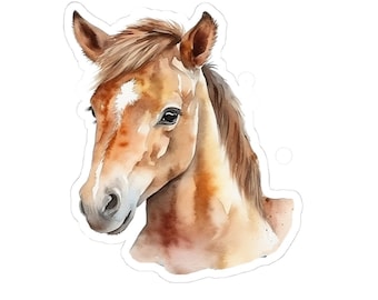 Horse Sticker, Brown Horse Head Vinyl Sticker, Cute Horse Art, Animal Sticker, Horse Decal for Laptop, Horse Lover Gift, Equestrian Art