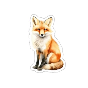 Sticker renard aquarelle, sticker animal mignon, stickers pour ordinateur portable, cadeau pour les amoureux des animaux, stickers agenda, stickers pour journal intime, cadeaux renard