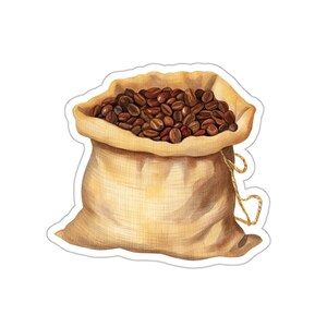 Coffee Bean Sack Stickers, Watercolor Art Stickers, Foodie Gift, Coffee Lover Gift, Laptop Stickers, Planner Stickers, Durable Stickers