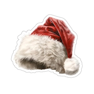 Adesivo de chapéu de Papai Noel, decalque de vinil de Natal, decoração de feriado, bonito, brilhante, à prova d'água, adesivo de garrafa de água para laptop, presente