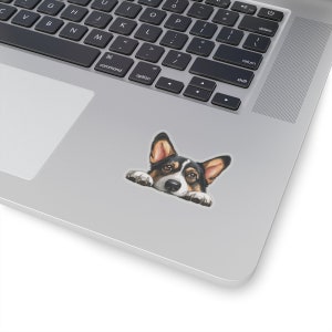 Tri Color Cardigan Corgi Sticker, Peeking Dog Waterproof Vinyl Sticker For Laptop Water Bottle Phone Wall Car Window Decal Welsh Corgi Gift image 2