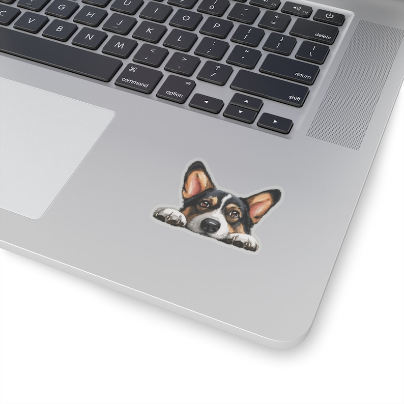 Tri Color Cardigan Corgi Sticker, Peeking Dog Waterproof Vinyl Sticker For Laptop Water Bottle Phone Wall Car Window Decal Welsh Corgi Gift image 2