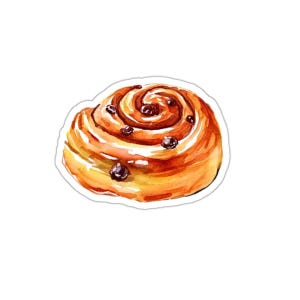 Cinnamon Roll Sticker, Foodie Gift, Pastry Decal, Watercolor Art Stickers, Laptop Stickers, Cute Stickers