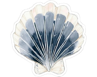 Watercolor Seashell Sticker, Coastal Decor, Nautical Gift, Beach Lover Decal, Laptop Sticker, Ocean Art