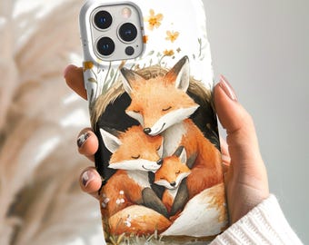 Watercolor Fox Family Tough Phone Case, Mother's Day Gift