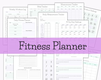 Fitness Planner, Fitness Planner Printable, Wellness Planner, Workout Planner, Meal Planner, Fitness Journal, Workout Tracker, Digital Plan