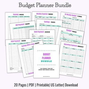 Budget Planner, Printable Budget Planner, Budget Printable, Monthly Budget, Bill Tracker, Expense Tracker, Budget Template