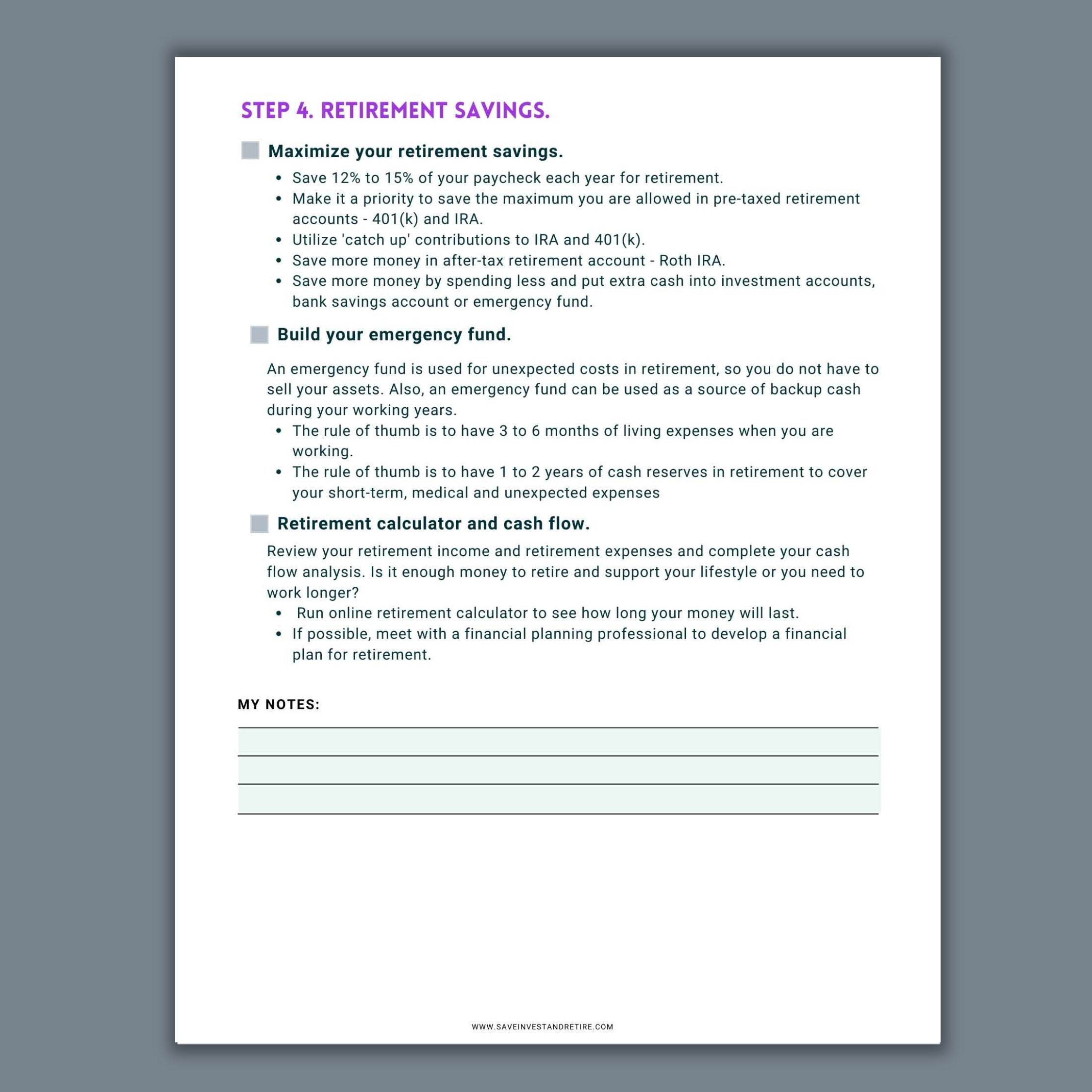 Pre-retirement Checklist, Pre-retirement Guide, Financial Planner ...