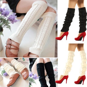 ThreadTrade 2 paires de jambières d'hiver pour femmes, longues tricotées au crochet, poignets de bottes longs, chaussettes Leggings image 6