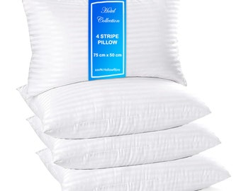 Molten Creek 4x Pack Hotel Quality Soft Support Stripe Pillows Bounce back Anti Allergic Hollowfiber Filled Bed Pillows