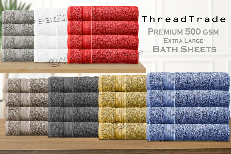 Premium 4x Extra Large Bath Sheets 100 Egyptian Combed Cotton Towels 90x170 Cm 500 GSM Etsy UK
