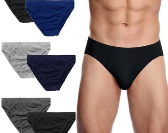 Mens Classic Sports S - XXL Soft Cotton Underwear Ribbed Slips Briefs Underpants Trunk for Men 6 Pack