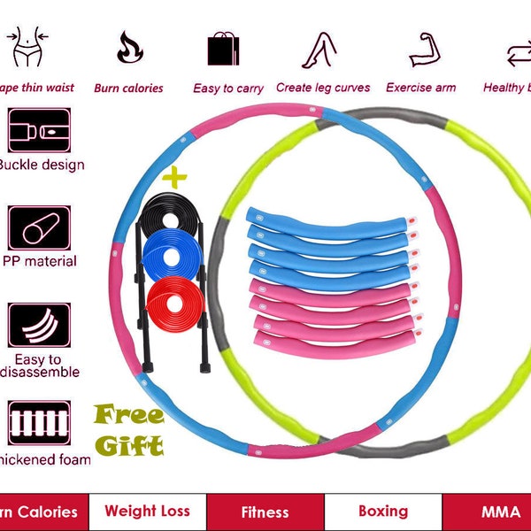 Adult Kids Hula Hoop with Skipping Rope Collapsible Gym Fitness Ring Adjustable