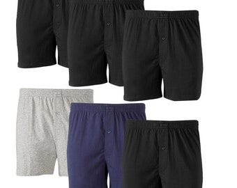 Molten Creek® 6 Pack Mens Plain Boxers Shorts Loose Fit Underwear Cotton Rich Button Fly Trunks Hipster Pants S-2XL