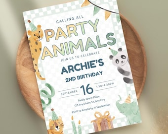 Safari Animals Birthday Invitation: Editable Kids Party Invite (Digital Download)