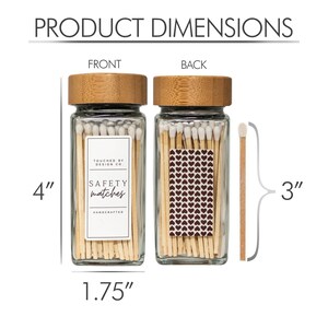 Match Holder With Strikers,Glass Cute Decorative Modern Home Decor Gifts Match Jar Set Of 2,Matches Not Included (3.1 Inch X 1.8 Inch