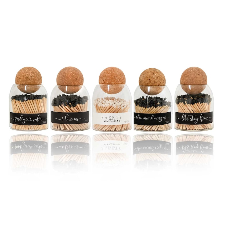 Safety Matches Decorative Matches Glass Jar Match Striker Etsy